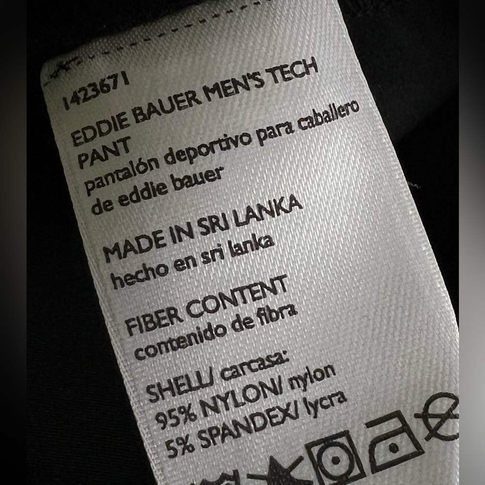 NWT Eddie Bauer Hiking Pants Men 38 x 30 Black Stretch Nylon Trek Tech Guide - Picture 9 of 9